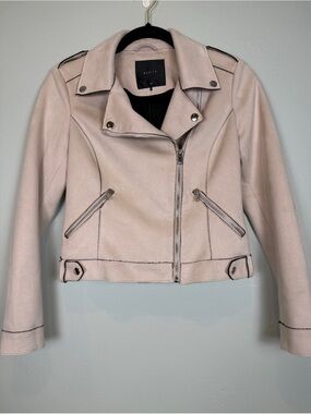 MOHITO Light Blush Faux Suede Moto Biker Jacket Size 34 US 2 / 4 Euro Brand